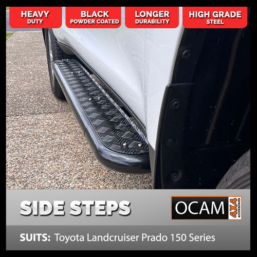 OCAM Heavy Duty Steel Side Steps for Toyota Prado 150 Series, 2009-Current