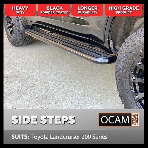 OCAM Heavy Duty Steel Side Steps for Toyota Landcruiser 200 Series, 2007-Current