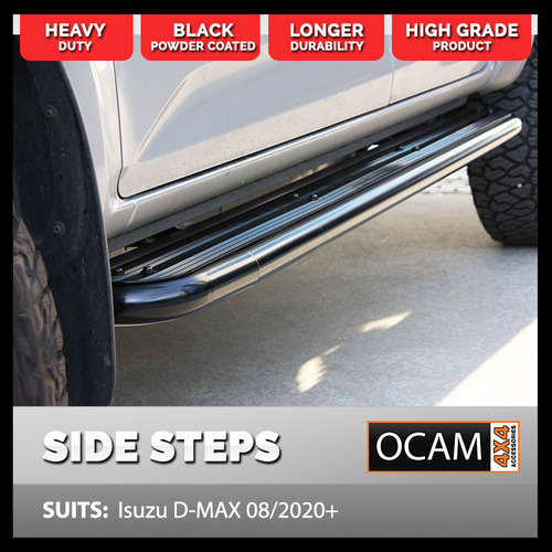 OCAM Heavy Duty Steel Side Steps for Isuzu D-MAX 08/2020-Current, Dual Cab