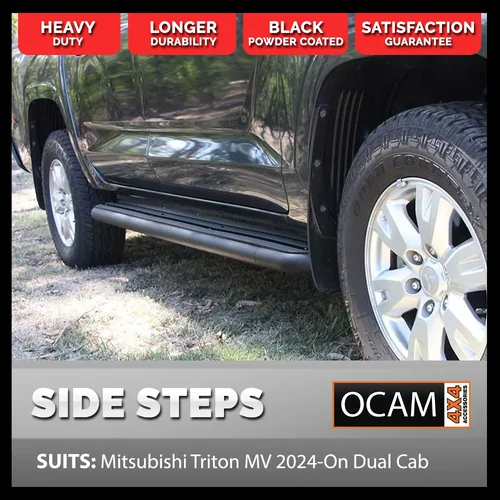 OCAM Heavy Duty Steel Side Steps for Nissan Navara D27 2026 - Current, Dual Cab