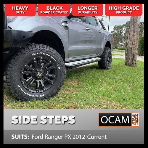 OCAM Heavy Duty Steel Side Steps for Ford Ranger PX 2012-Current