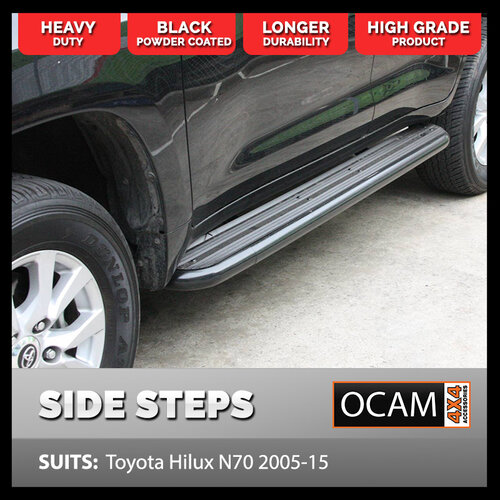 OCAM Heavy Duty Steel Side Steps for Toyota Hilux N70 2005-15 Dual Cab