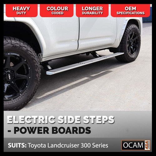 OCAM Power Boards Electric Side Steps for Toyota Landcruiser 300 Series, 2021-Current