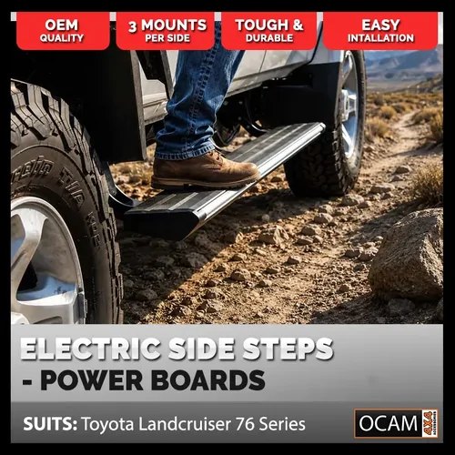OCAM Power Boards Electric Side Steps for Toyota Landcruiser 76 Series, 2007-Current