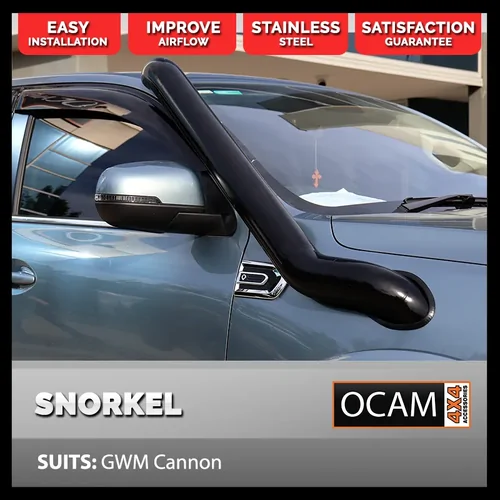 4" Stainless Steel Snorkel Powdercoat Black To Suit GWM Cannon