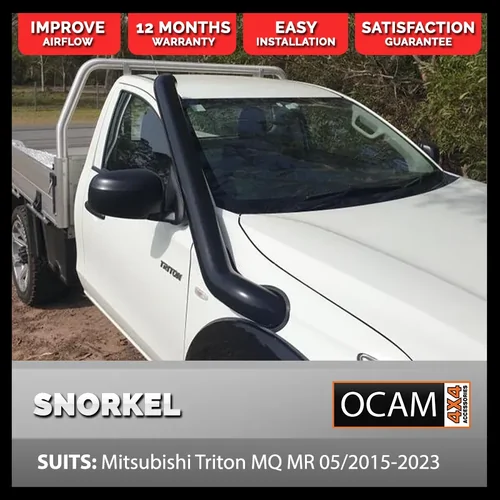 Stainless Steel Snorkel 4" To Suit Mitsubishi Triton MQ MR 05/2015-2023 Powdercoat Black