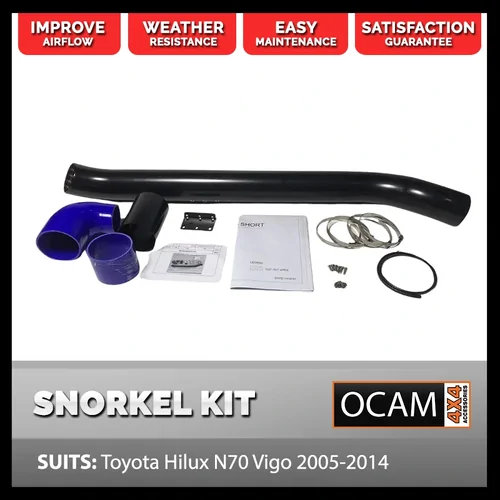 Stainless Steel Snorkel for Toyota Hilux N70 Vigo 2005-2014 Powder Coated Black 