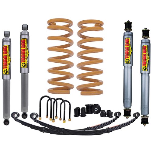 Tough Dog Lift Kit for Toyota Landcruiser 79 Series Dual Cab, Front: Steel Bullbar, Shocks: 40mm Adjustable, Rear:Medium 300Kgs+ Constant