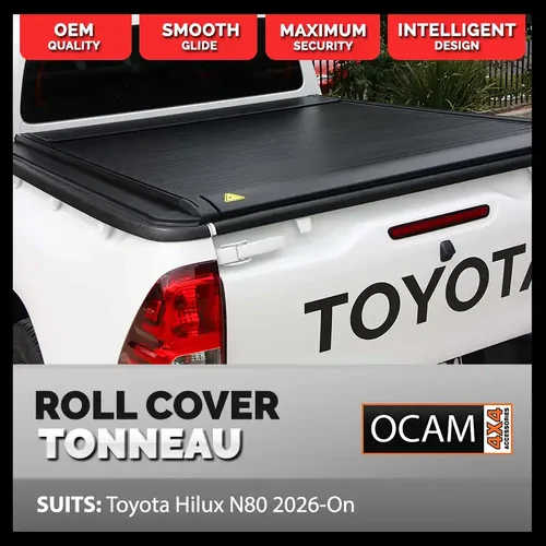 Retractable Tonneau Roll Cover For Toyota Hilux N80 SR J-Deck Tub 2026-On, Dual Cab, Electric Roller Shutter