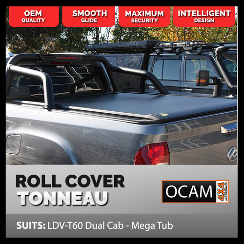 Retractable Tonneau Roll Cover For LDV-T60 Mega Tub, 2023-Current, Dual Cab with Sailplane, Electric Roller Shutter