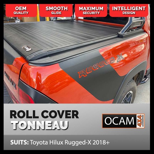 Retractable Tonneau Roll Cover For Toyota Hilux Rugged-X 2018-On, Dual Cab, Electric Roller Shutter
