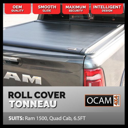 Retractable Tonneau Roll Cover For RAM 1500, Quad Cab, 6.5' Electric Roller Shutter,