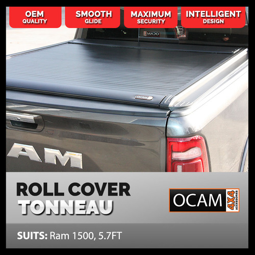 Retractable Tonneau Roll Cover For RAM 1500, 5.7' Crew Cab, Electric Roller Shutter,