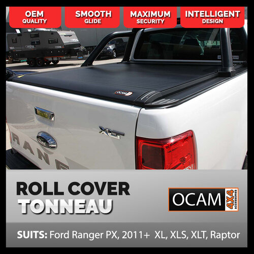 Retractable Electric Tonneau Cover Roller Shutter for Ford Ranger PX PXMKII PXMKIII 2011-06/2022, XL, XLS, XLT, Raptor, Dual Cab