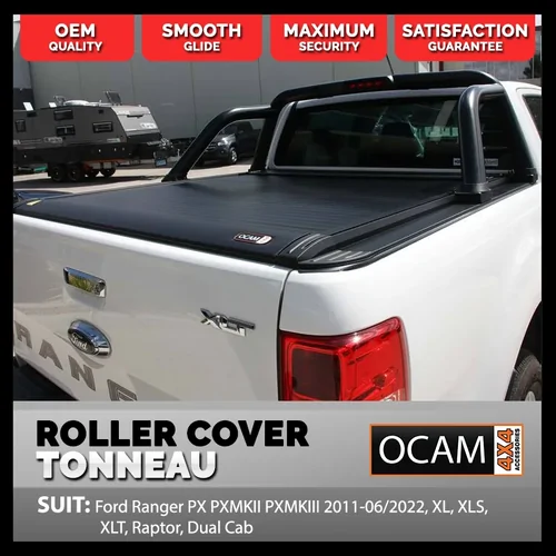 Retractable Electric Tonneau Cover Roller Shutter for Ford Ranger PX PXMKII PXMKIII 2011-06/2022, XL, XLS, XLT, Raptor, Dual Cab