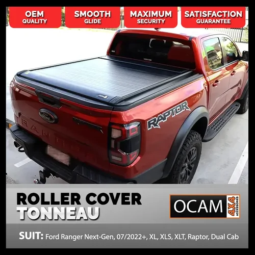 Retractable Electric Tonneau Cover Roller Shutter For Ford Ranger Next-Gen, 07/2022+, XL, XLS, XLT, Raptor, Dual Cab