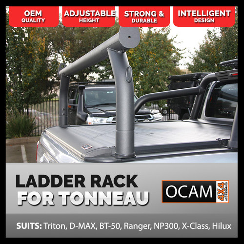Adjustable Ladder Racks (2) for Tonneau Roller Covers, Suits: Triton, D-MAX, BT-50, Ranger, NP300, X-Class, Hilux