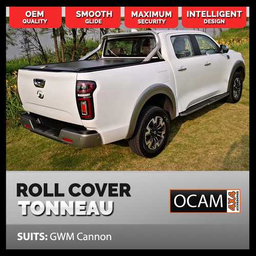 Retractable Tonneau Roll Cover For GWM Cannon 2019-Current, Manual Roller Shutter