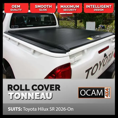 Retractable Tonneau Roll Cover For Toyota Hilux N80 SR J-Deck Tub, 2026-On, Dual Cab, Manual Roller Shutter