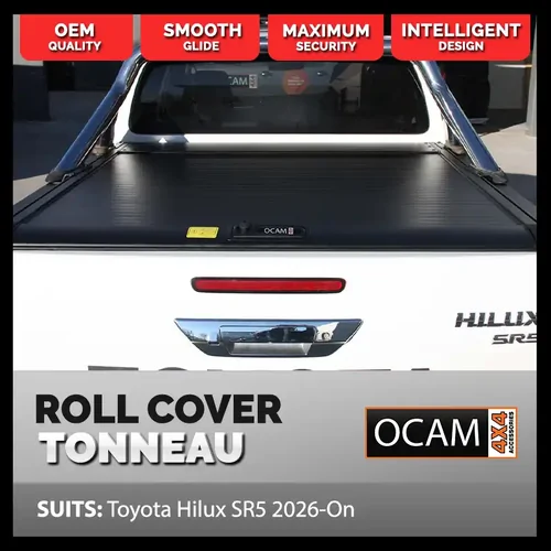 Retractable Tonneau Roll Cover For Toyota Hilux N80 SR5, 2026-On, Dual Cab, Manual Roller Shutter