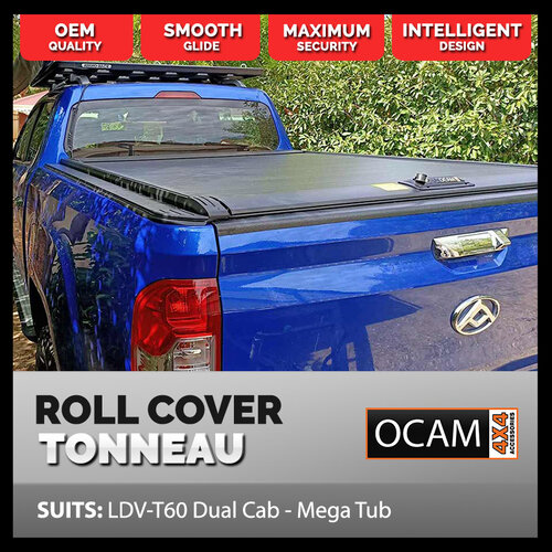Retractable Tonneau Manual Roll Cover For LDV-T60, 2017-Current, Mega Tub, Roller Shutter