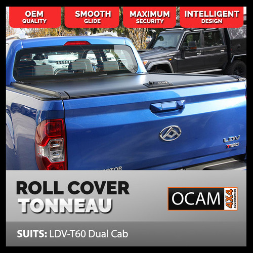 Retractable Tonneau Manual Roll Cover For LDV-T60 MAX Luxe, 2017-Current, Dual Cab with Sailplane, Roller Shutter