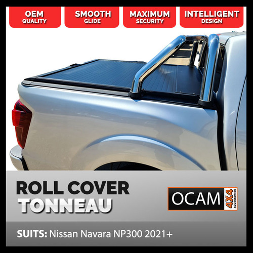 Retractable Tonneau Roll Cover For Nissan Navara NP300, 2021+, Dual Cab, Manual Roller Shutter