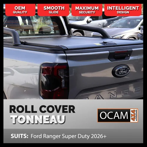 Retractable Manual Tonneau Cover Roller Shutter For Ford Ranger Super Duty 2026 - Current, Dual Cab