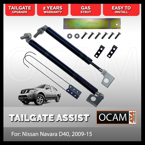 OCAM Tailgate Assist Strut Kit for Nissan Navara D40, 2009-15, Easy-Up & Slow-Down