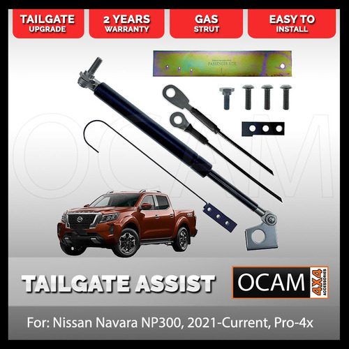 OCAM Tailgate Assist Strut Kit for Nissan Navara NP300, 2021-Current, Pro-4x, Easy-Up & Slow-Down