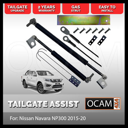 OCAM Tailgate Assist Strut Kit for Nissan Navara NP300 2015-20, Easy-Up & Slow-Down