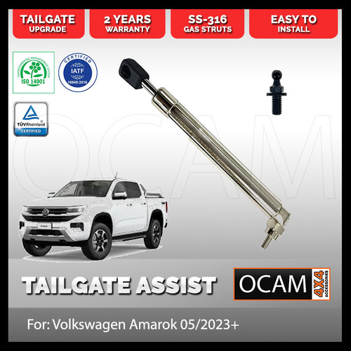 OCAM Tailgate Assist Strut Kit (Slow Down) for Volkswagen Amarok 05/2023+ Stainless Steel 316