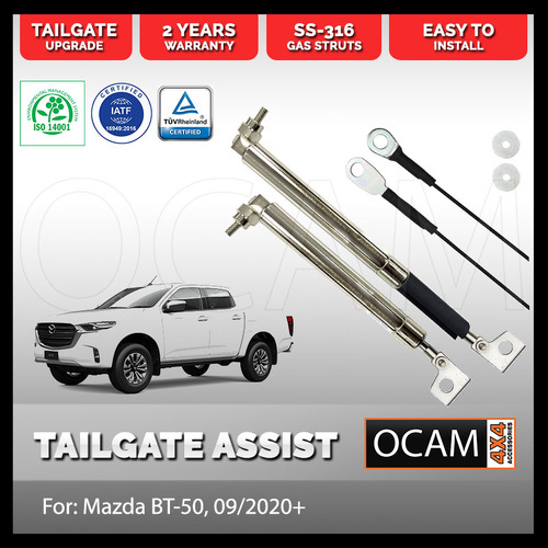 OCAM Tailgate Assist Strut Kit for Mazda BT-50 09/2020-Current, Easy-Up & Slow-Down, Stainless Steel 316
