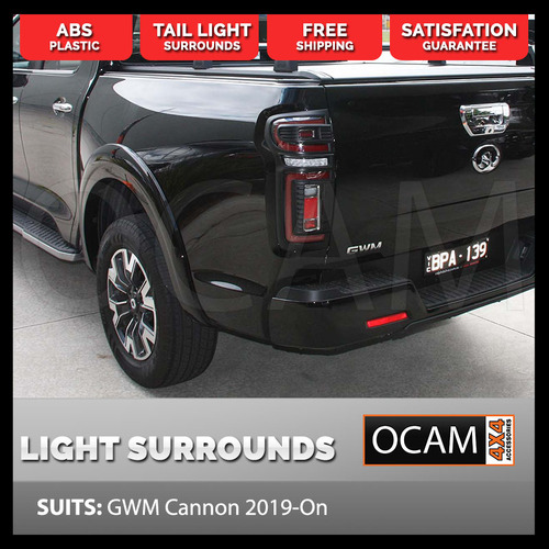Tail Light Lamp Surrounds for GWM Cannon 2019-Current, Black