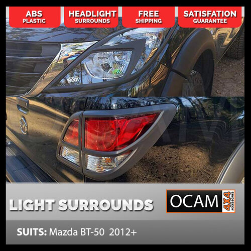 Head Light & Tail Light Surrounds for Mazda BT-50 11/2011-08/2020 Black BT50