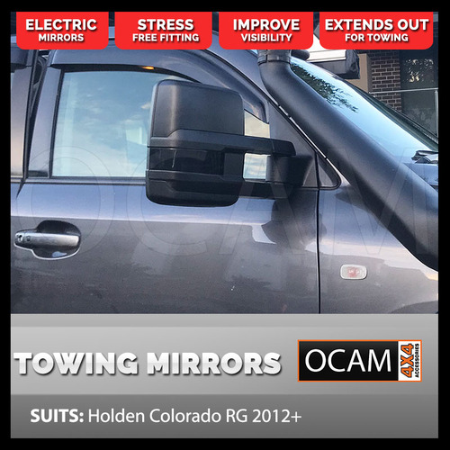 OCAM Extendable Towing Mirrors For Holden Colorado RG 2012+ Black Electric