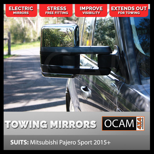 OCAM Towing Mirrors For Mitsubishi Pajero Sport 2015+ Chrome, Electric