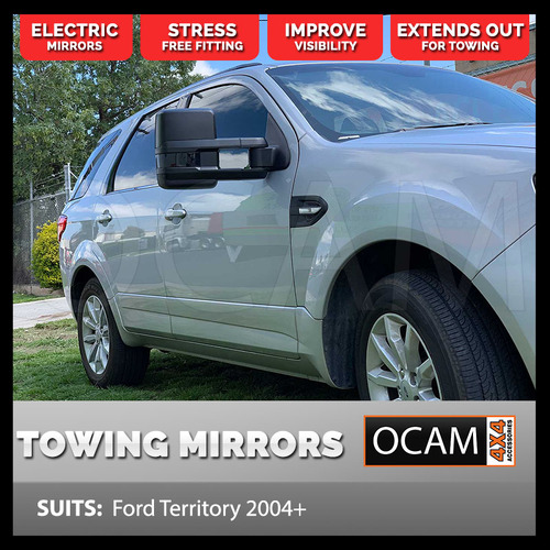 OCAM Extendable Towing Mirrors For Ford Territory 2004-1016 Black, Electric
