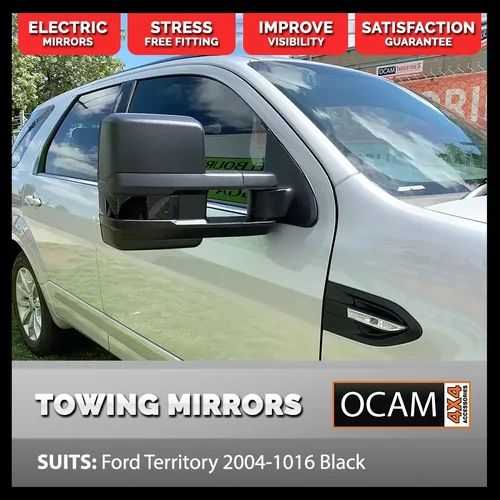 OCAM Extendable Towing Mirrors For Ford Territory 2004-1016 Black, Electric
