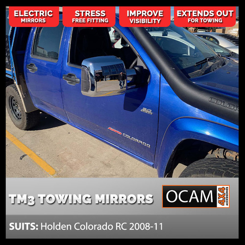 OCAM TM3 Towing Mirrors For Holden Colorado RC 2008-11 Chrome Smoke Indicators, Electric
