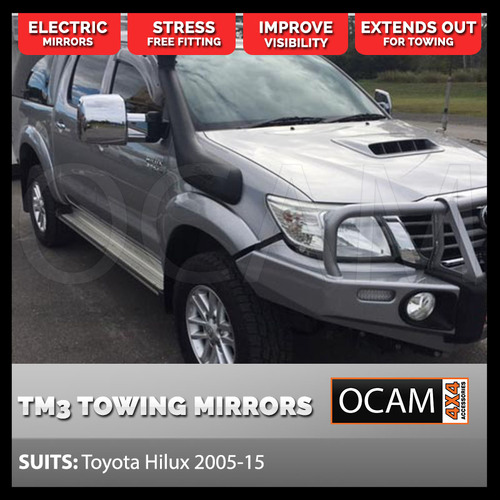 OCAM TM3 Towing Mirrors For Toyota Hilux N70 2005-15 Chrome, Electric