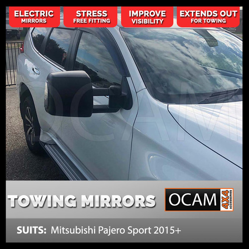 OCAM TM3 Towing Mirrors For Mitsubishi Pajero Sport 2015+ Black, Electric