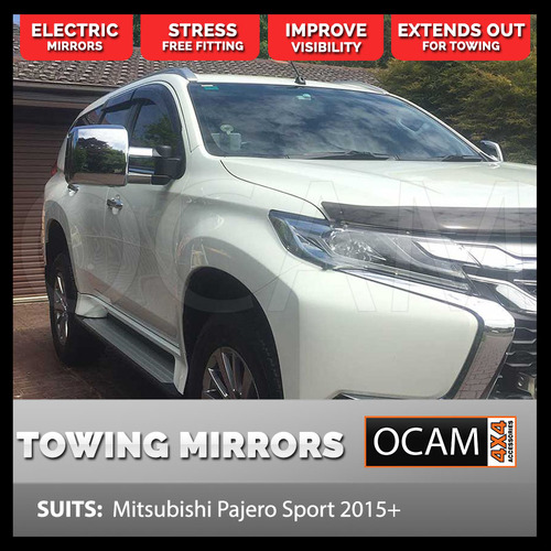 OCAM TM3 Towing Mirrors For Mitsubishi Pajero Sport 2015+ Chrome, Electric