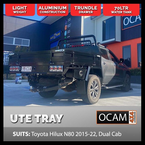 OCAM Aluminium Deluxe Ute Tray For Toyota Hilux N80 2015-22, Dual Cab