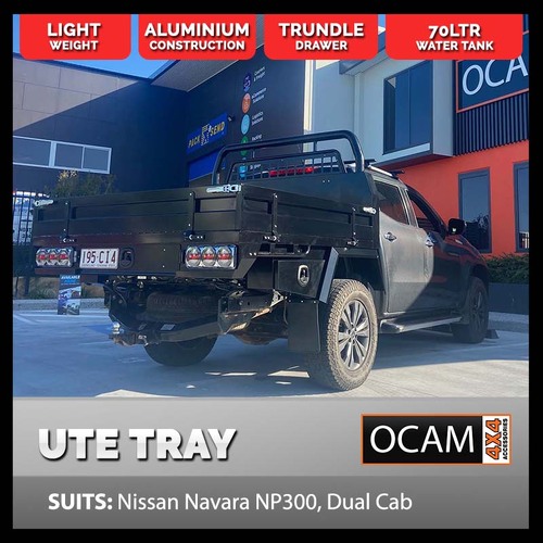 OCAM Aluminium Deluxe Ute Tray for Nissan Navara NP300, 07/2015-2022, Dual Cab