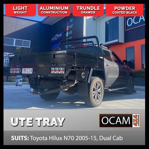 OCAM Aluminium Deluxe Ute Tray for Toyota Hilux N70 2005-15, Dual Cab