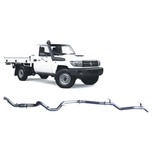 Redback Extreme Duty 3" Single Exhaust for Toyota Landcrusier 79 Series, Single Cab, 2007-16, Turbo Back, Non-DPF Models, With Cat and Delete Pipe