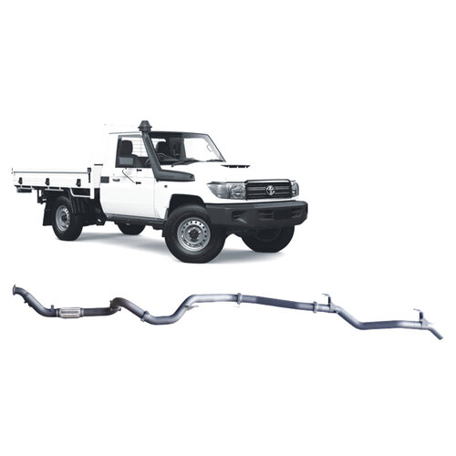 Redback Extreme Duty 3" Single Exhaust for Toyota Landcrusier 79 Series, Single Cab, 2007-16, Turbo Back, Non-DPF Models, No Cat With Delete Pipe