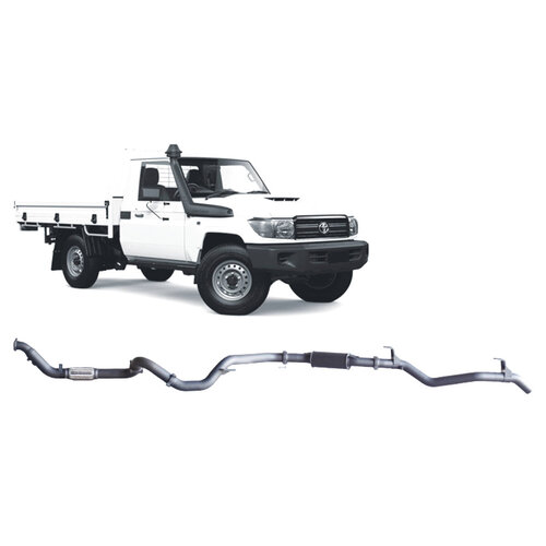 Redback Extreme Duty 3" Single Exhaust for Toyota Landcrusier 79 Series, Single Cab, 2007-16, Turbo Back, Non-DPF Models, No Cat With Resonator