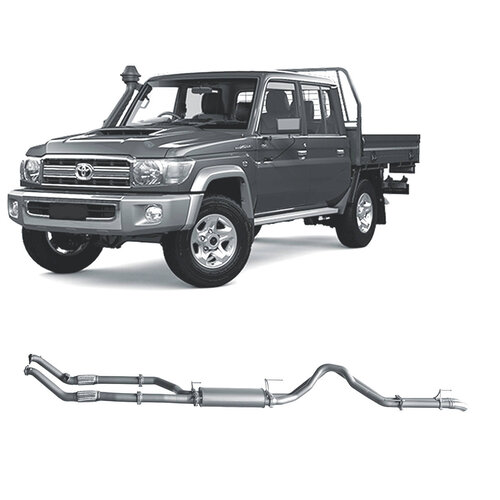 3" Redback Extreme Duty Twin Exhaust System for Toyota Landcrusier 79 Series 11/2016-On, With Resonator, DPF Back